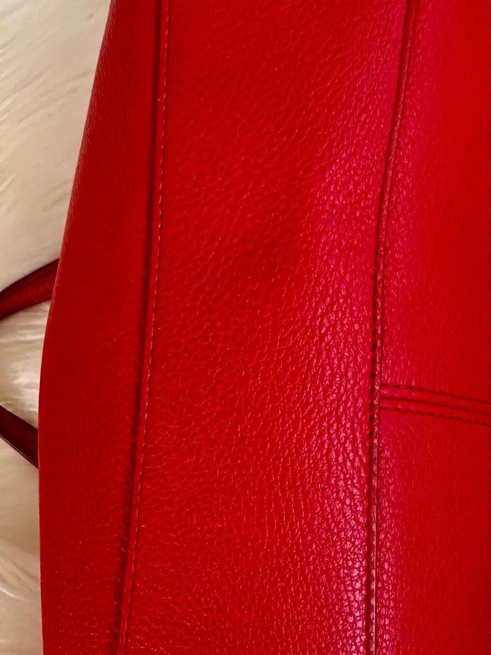 Coach Red Pebble Leather Shoulder Bag with Gold Hardware. Style G1748/F36675